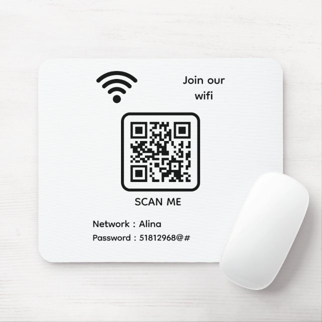 Tapis De Souris WiFi QR Code Scan Me Rejoignez Notre Mot De Passe  (Avec souris)