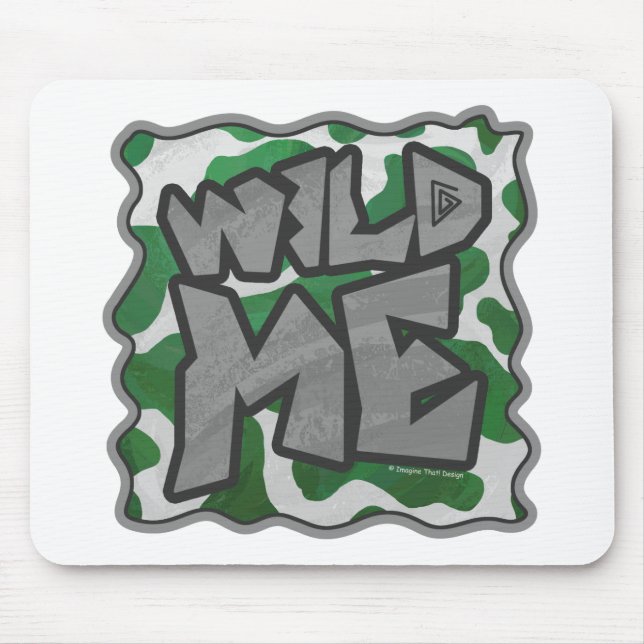 Tapis De Souris Wild Me Vache Vert et blanc Imprimer (Devant)