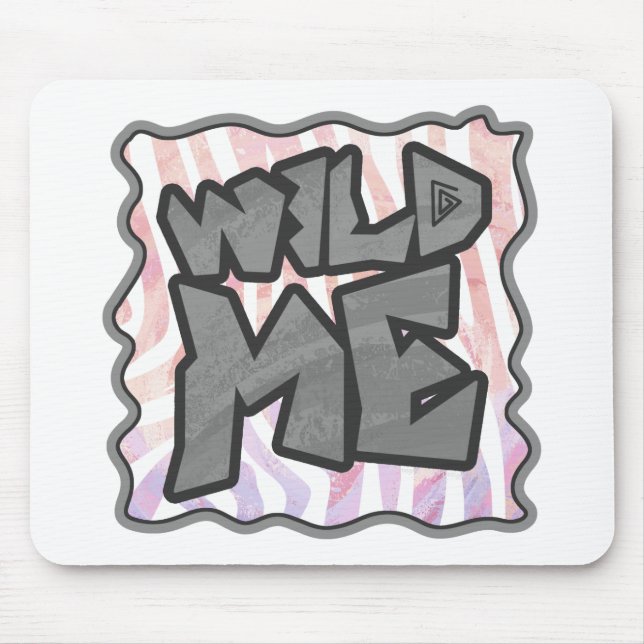 Tapis De Souris Wild Me Zebra rose et blanc (Devant)