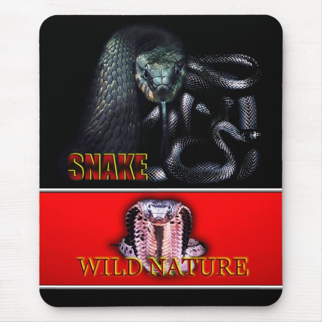 Tapis De Souris WILD NATURE - collection de design SNAKE noir (Devant)