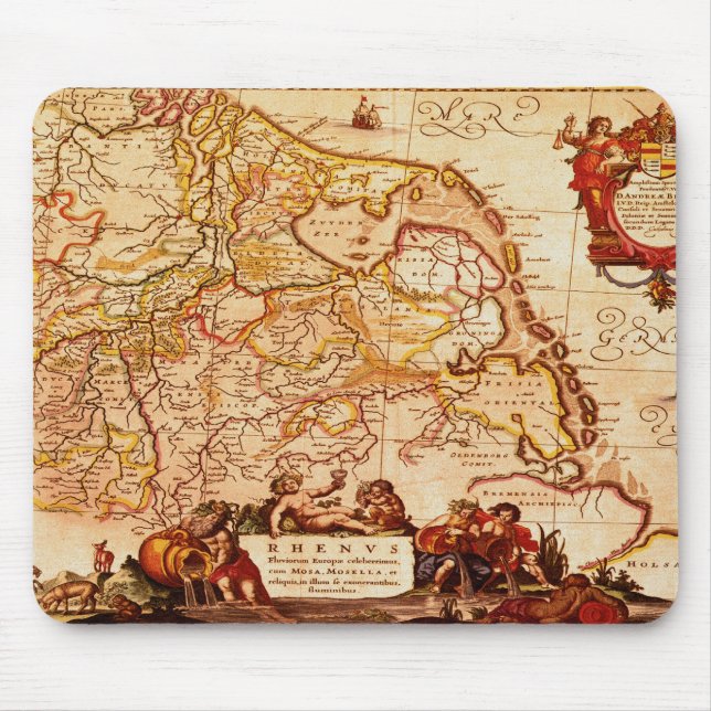 Tapis De Souris Willem Janszoon Blaeu Ancienne carte allemande (Devant)