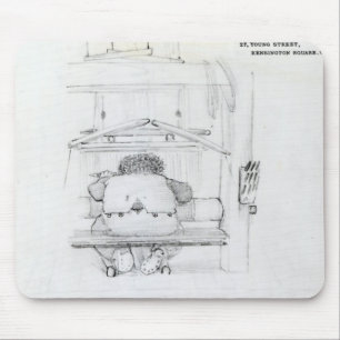 Tapis De Souris William Morris à son métier à tisser, caricatur