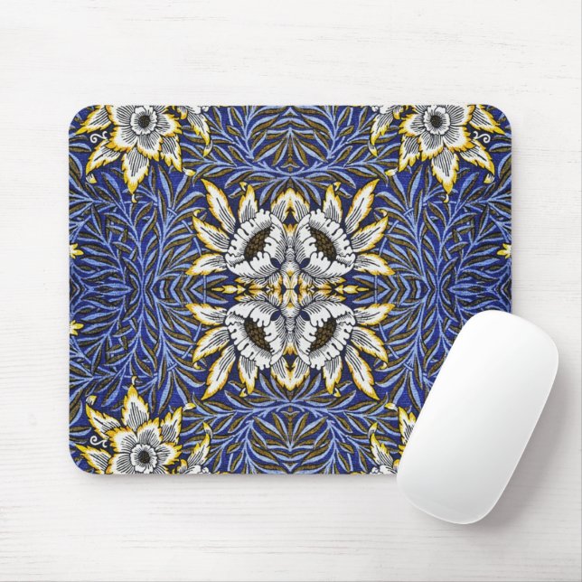 Tapis De Souris William Morris Blue et Gold Tulip Willow Design (Avec souris)