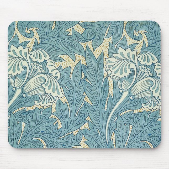 Tapis De Souris William Morris Classique Tulipe Bleu Floral (Devant)