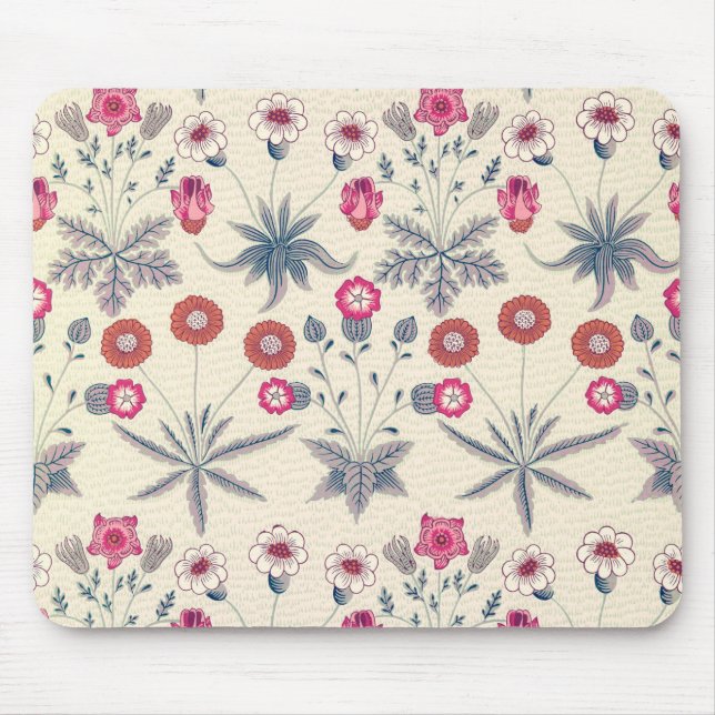 Tapis De Souris William Morris Daisy Motif Floral Rouge Orange (Devant)