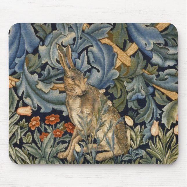 Tapis De Souris William Morris Forest Rabbit Floral Art (Devant)