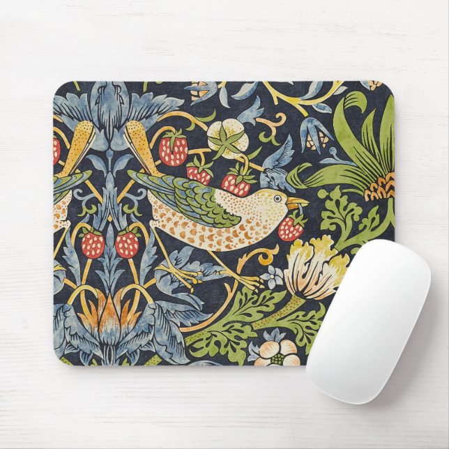 Tapis De Souris William Morris - Fraise Thief Motif Floral (Avec souris)