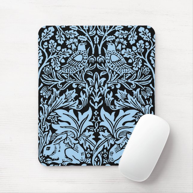 Tapis De Souris William Morris Frère Lapin Bleu Clair Noir (Avec souris)