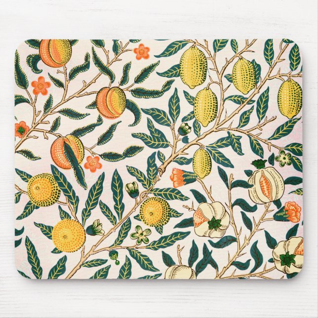 Tapis De Souris William Morris Fruit grenade Ornement blanc (Devant)