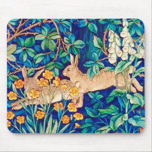 Tapis De Souris William Morris "Two Hares" - Lapins dans une forêt