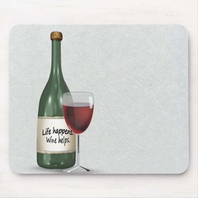 Tapis De Souris Wine bottle and glass with quote (Devant)
