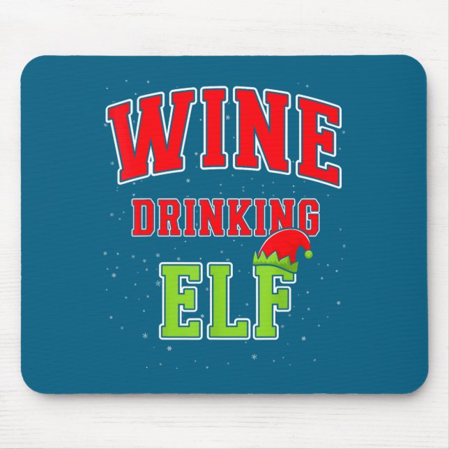 Tapis De Souris Wine Drinking Elf Christmas Family Matching Group  (Devant)