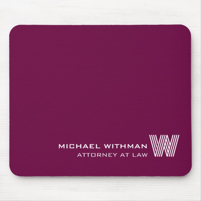 Tapis De Souris WINE RED Custom Monogram, Name & Profession  (Devant)