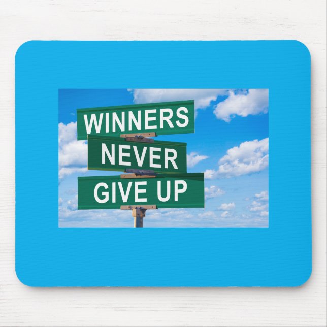 Tapis De Souris Winners Never Give Up Motivational Mouse Pad (Devant)