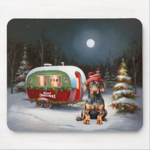 Tapis De Souris Winter Doberman Caravan Christmas Adventure