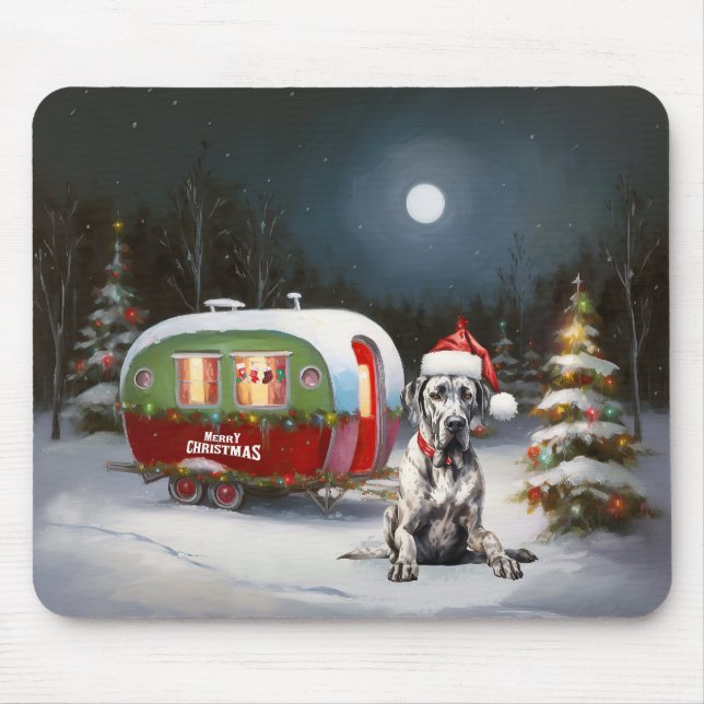 Tapis De Souris Winter Great Dane Caravan Christmas Adventure (Devant)