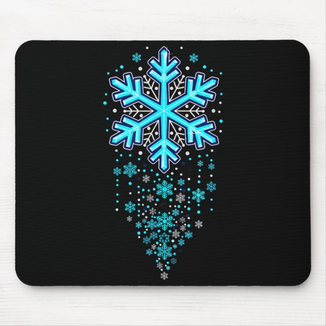 Tapis De Souris Winter Holiday Apparel - Blue Snowflake Cascade, I (Devant)