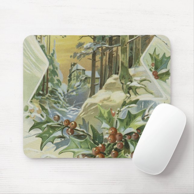 Tapis De Souris Winter House Vintage (Avec souris)