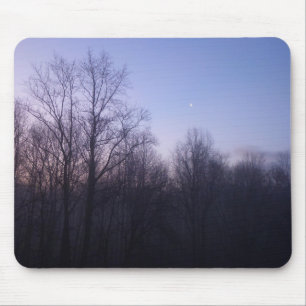 Tapis De Souris Winter Moon Matin Paysage Photographie
