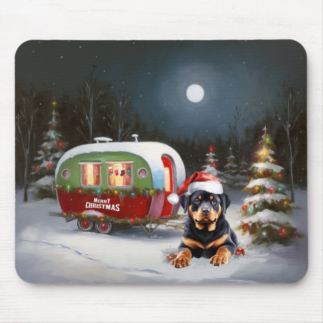 Tapis De Souris Winter Rottweiler Caravan Christmas Adventure (Devant)