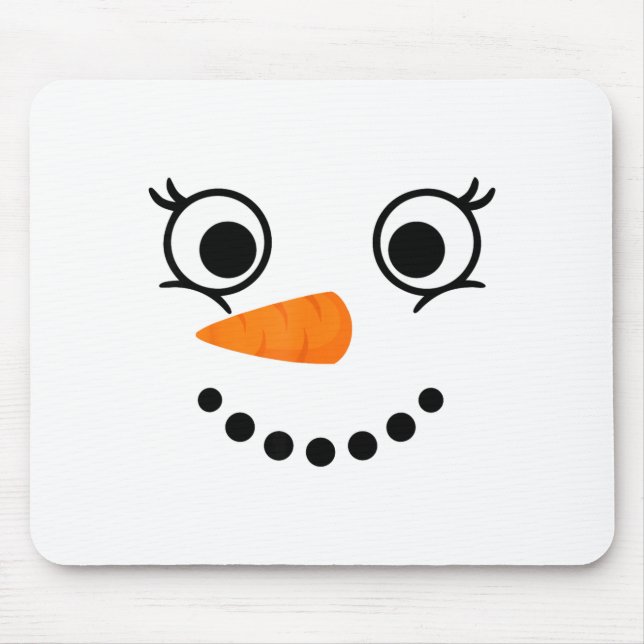 Tapis De Souris Winter Snowman Face Eyelashes Christmas Xmas Fun D (Devant)