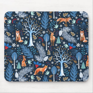 Tapis De Souris Winter Woodland Blue/Gold ID785