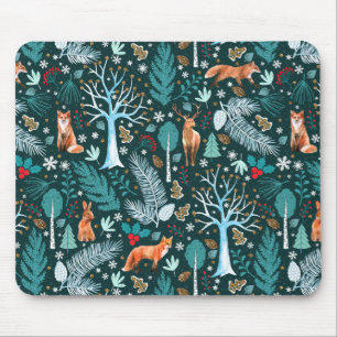 Tapis De Souris Winter Woodland Turquoise/Gold ID785