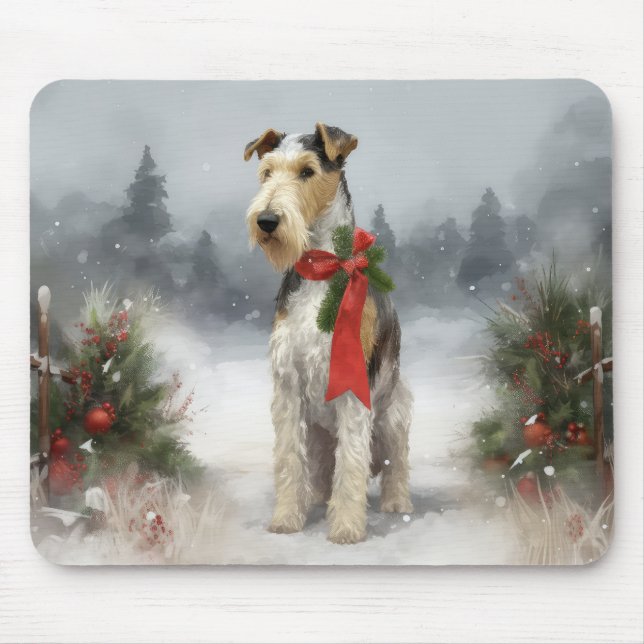 Tapis De Souris Wirefox Terrier Chien de Noël de neige (Devant)