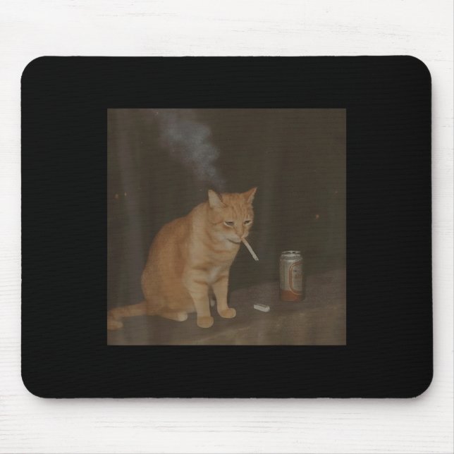 Tapis De Souris Wizard Cigarette Kitten Drôle Fumer Cat Meme Bra (Devant)
