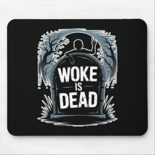 Tapis De Souris Woke Est Mort Halloween Graveyard Rétro Horror Zom