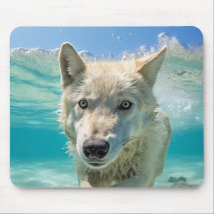 Tapis De Souris Wolf Animal Amusement Nature Jouer de l'eau dehors