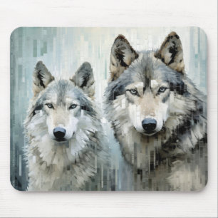 Tapis De Souris Wolf Animal Art Décor Peinture Mosaïque