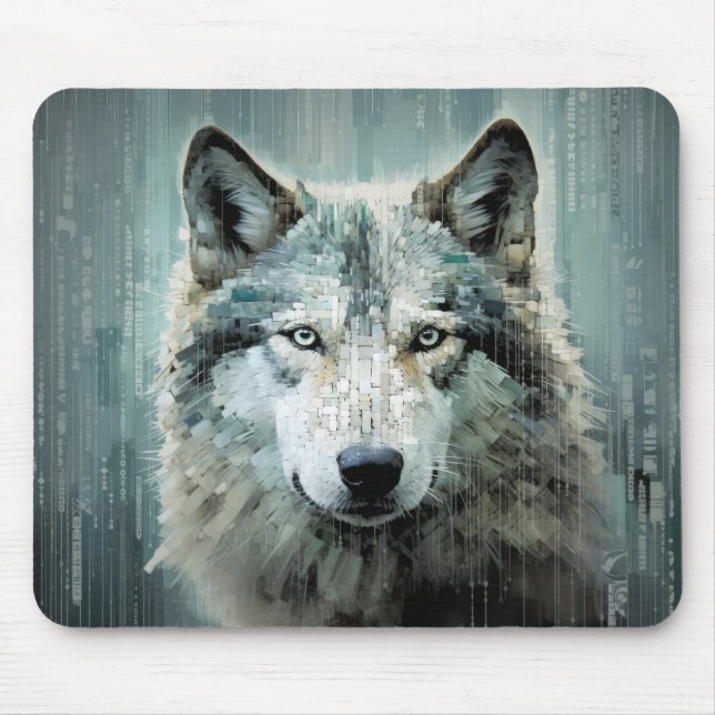 Tapis De Souris Wolf Animal Art Décor Peinture Mosaïque (Devant)