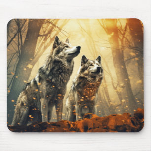 Tapis De Souris Wolf Animal Wilderness Mur Art coloré