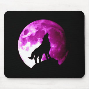 Tapis De Souris Wolf Howling à Moon