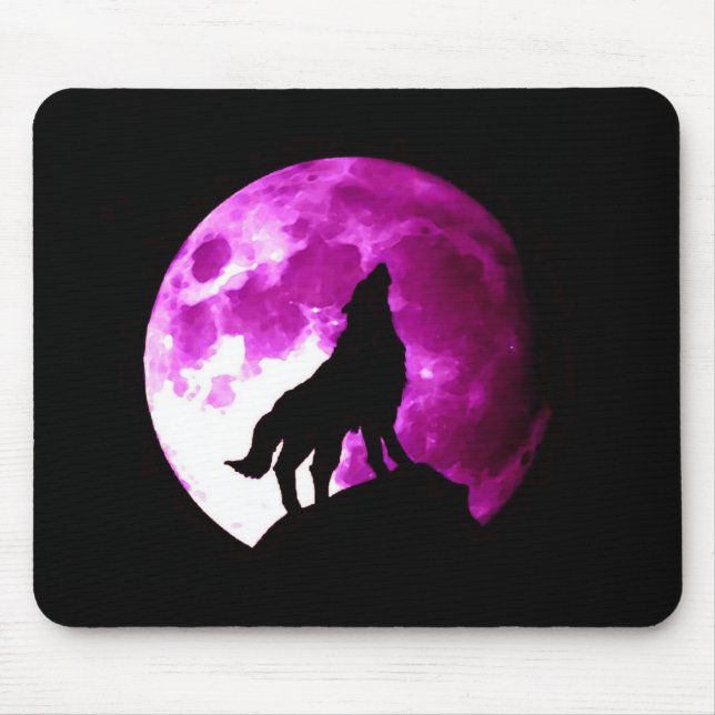 Tapis De Souris Wolf Howling à Moon (Devant)