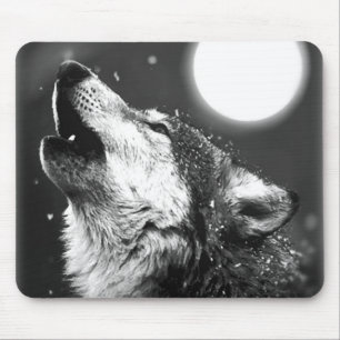 Tapis De Souris Wolf Howling à Moon