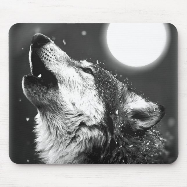 Tapis De Souris Wolf Howling à Moon (Devant)