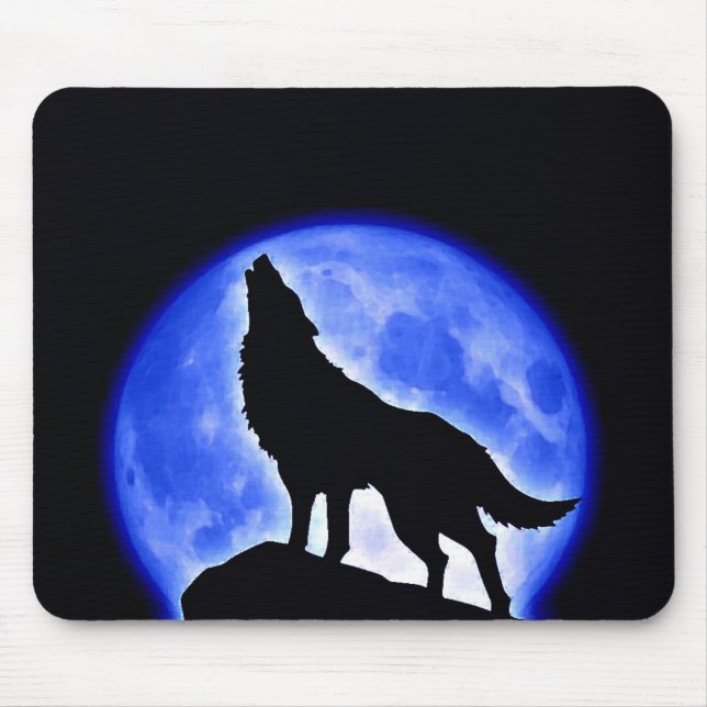 Tapis De Souris Wolf Howling à Moon (Devant)