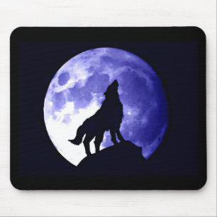 Tapis De Souris Wolf Howling à Moon