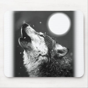 Tapis De Souris Wolf Howling à Moon