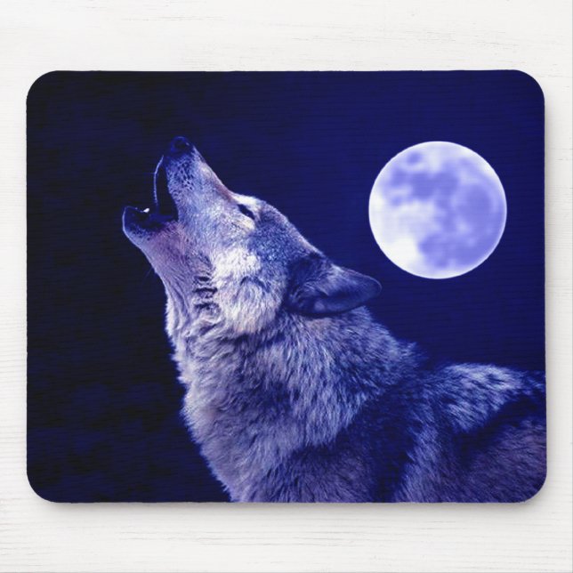 Tapis De Souris Wolf Howling à Moon (Devant)