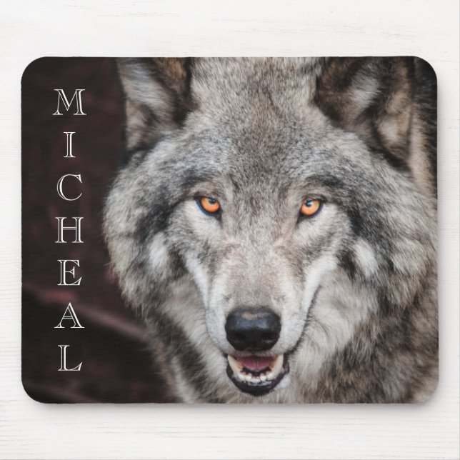 Tapis De Souris Wolf Photo Nom personnalisé (Devant)