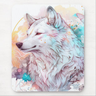 Tapis De Souris Wolf Portrait Animal Peinture Faune En Plein Air