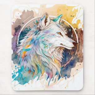 Tapis De Souris Wolf Portrait Animal Peinture Faune En Plein Air
