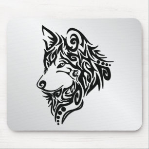 Tapis De Souris Wolf tribal noir