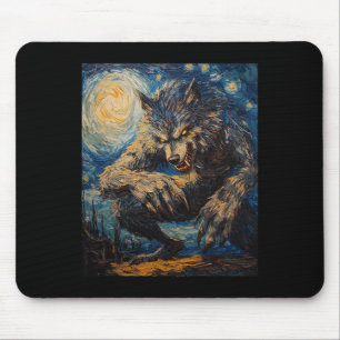 Tapis De Souris Wolf Werewolf - Van Gogh Style - Starry Nig