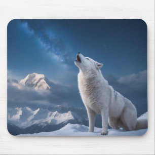 Tapis De Souris Wolf Wild Majestic Animal Sur Une Nuit De Galaxie