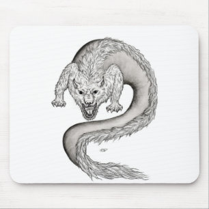 Tapis De Souris Wolfdragon design noir et blanc