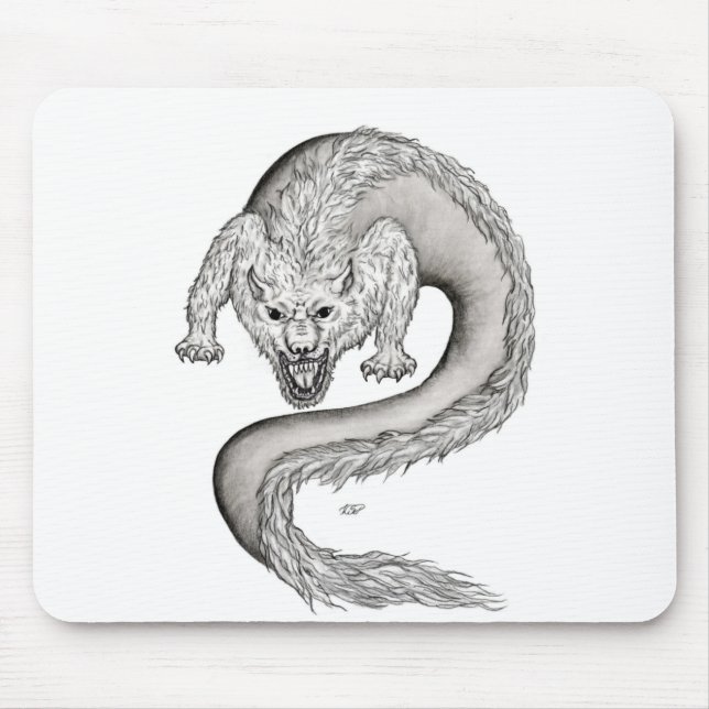 Tapis De Souris Wolfdragon design noir et blanc (Devant)